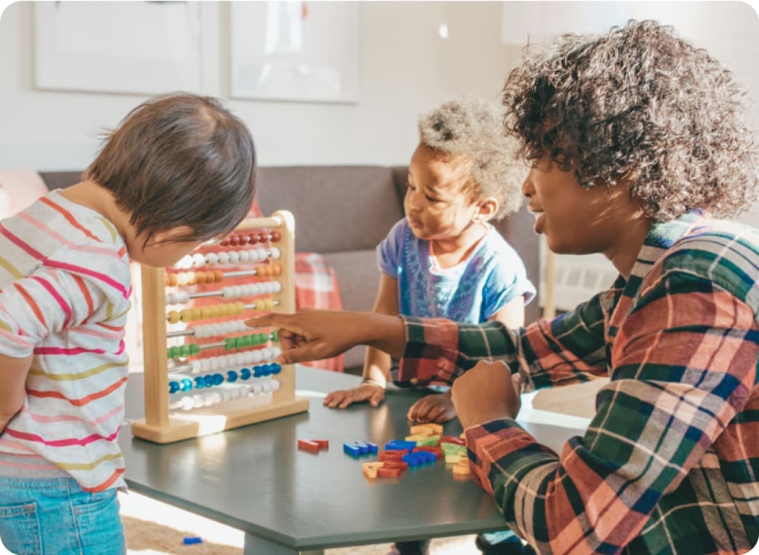 Childminder and children counting